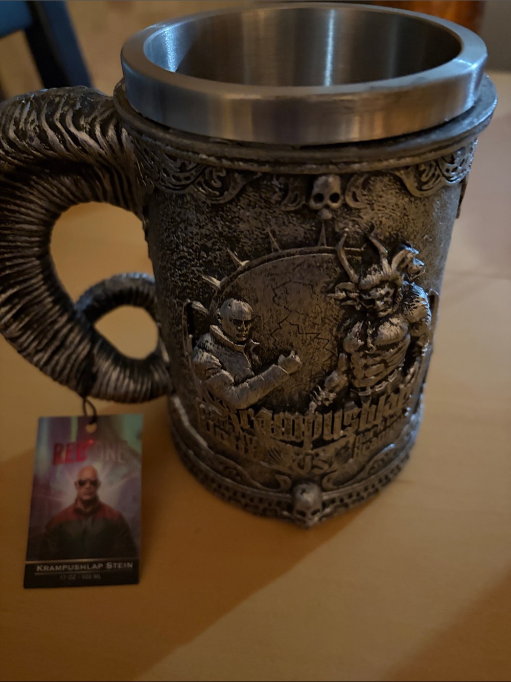 Re/Done Gothic Krampus-Style Resin Stein Mug in Silver